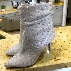 Crystal rhinestone heeled boots. Never worn!